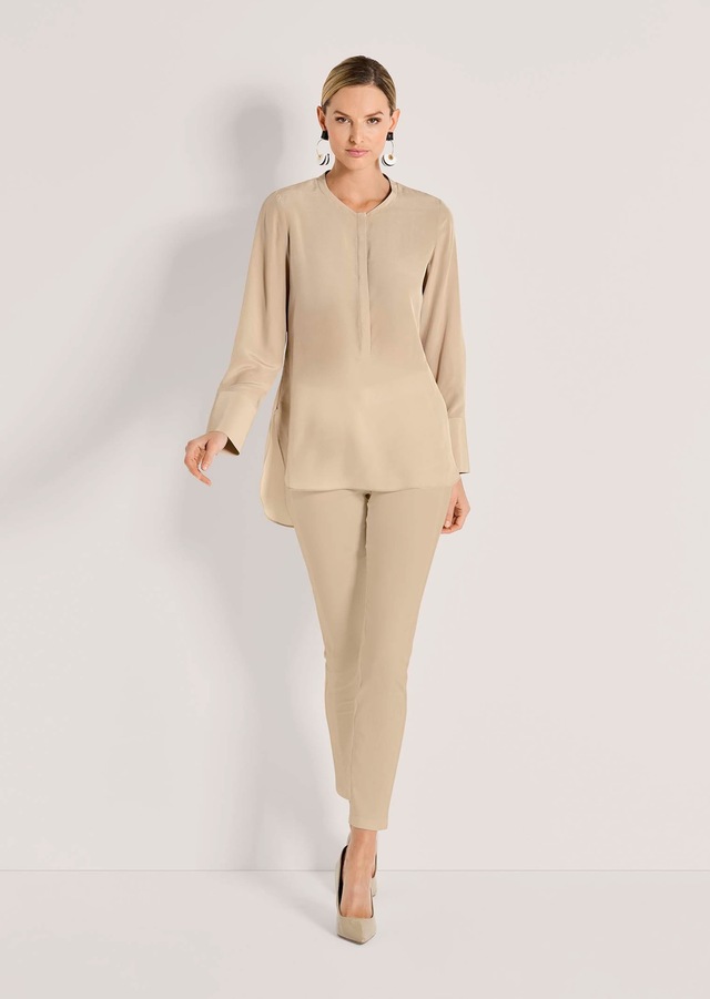 MADELEINE Hemdbluse »Seidenhemd Luxuriöse Bluse mit kragenlosem Design«
