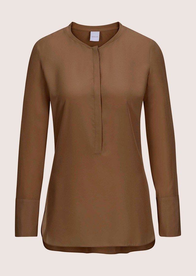 MADELEINE Hemdbluse »Seidenhemd Luxuriöse Bluse mit kragenlosem Design«