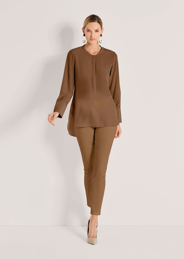 MADELEINE Hemdbluse »Seidenhemd Luxuriöse Bluse mit kragenlosem Design«