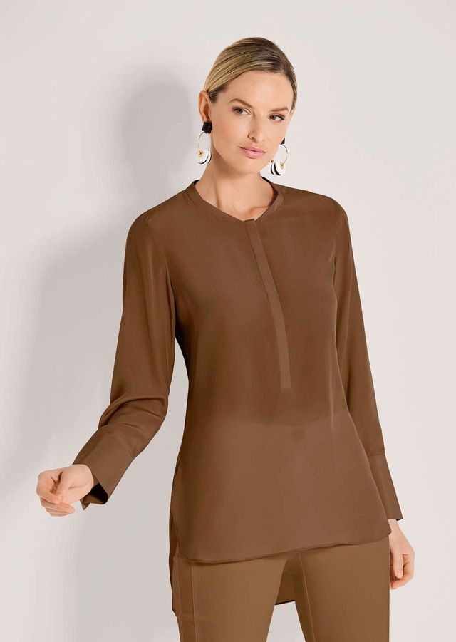 MADELEINE Hemdbluse »Seidenhemd Luxuriöse Bluse mit kragenlosem Design«
