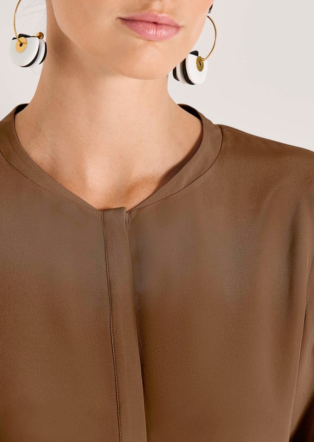 MADELEINE Hemdbluse »Seidenhemd Luxuriöse Bluse mit kragenlosem Design«