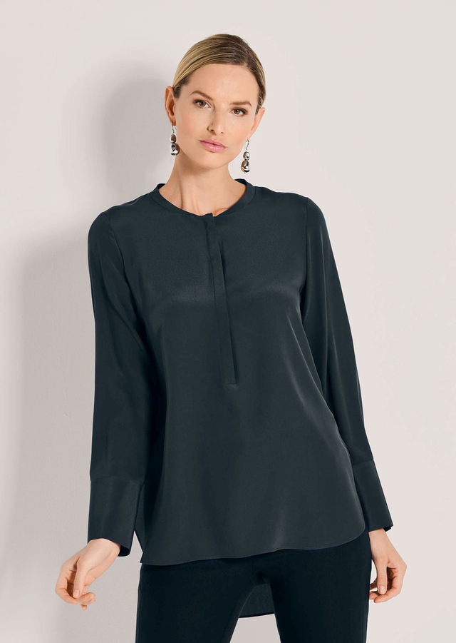MADELEINE Hemdbluse »Seidenhemd Luxuriöse Bluse mit kragenlosem Design«