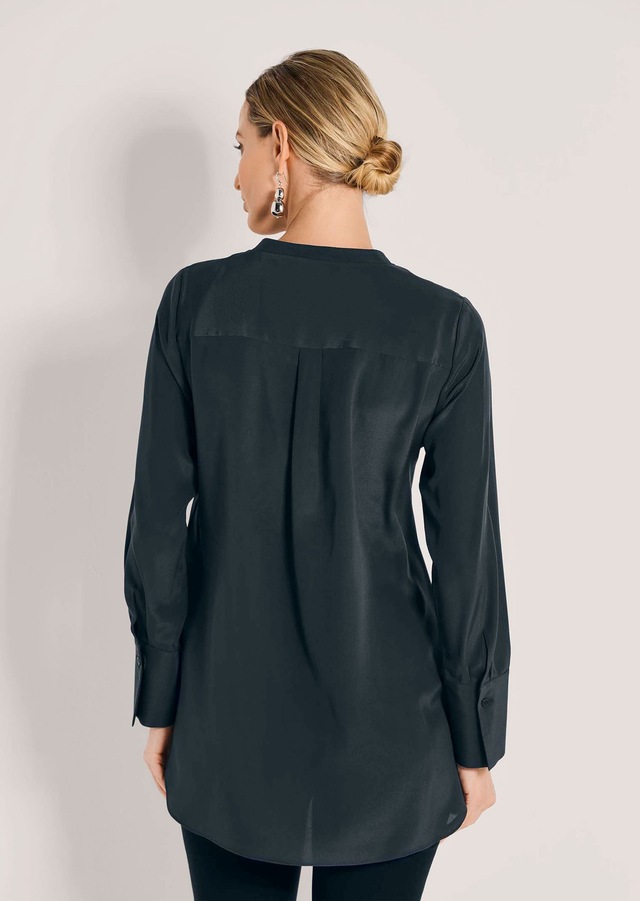 MADELEINE Hemdbluse »Seidenhemd Luxuriöse Bluse mit kragenlosem Design«