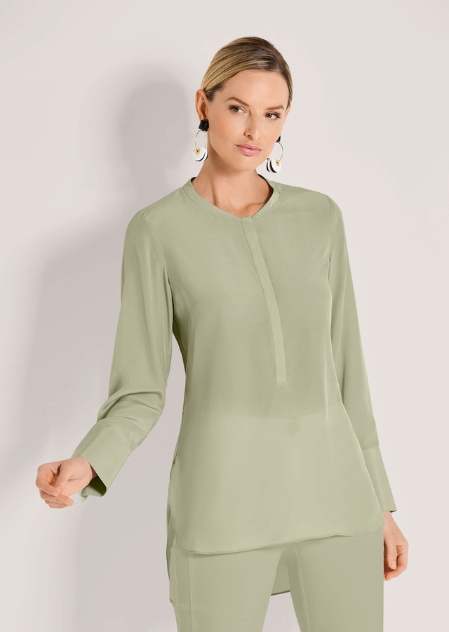 MADELEINE Hemdbluse »Seidenhemd Luxuriöse Bluse mit kragenlosem Design«
