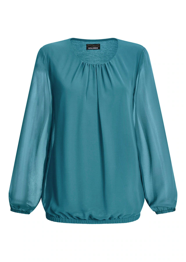 GOLDNER Klassische Bluse »Jerseybluse mit Falten-Details« Rundhalsausschnitt