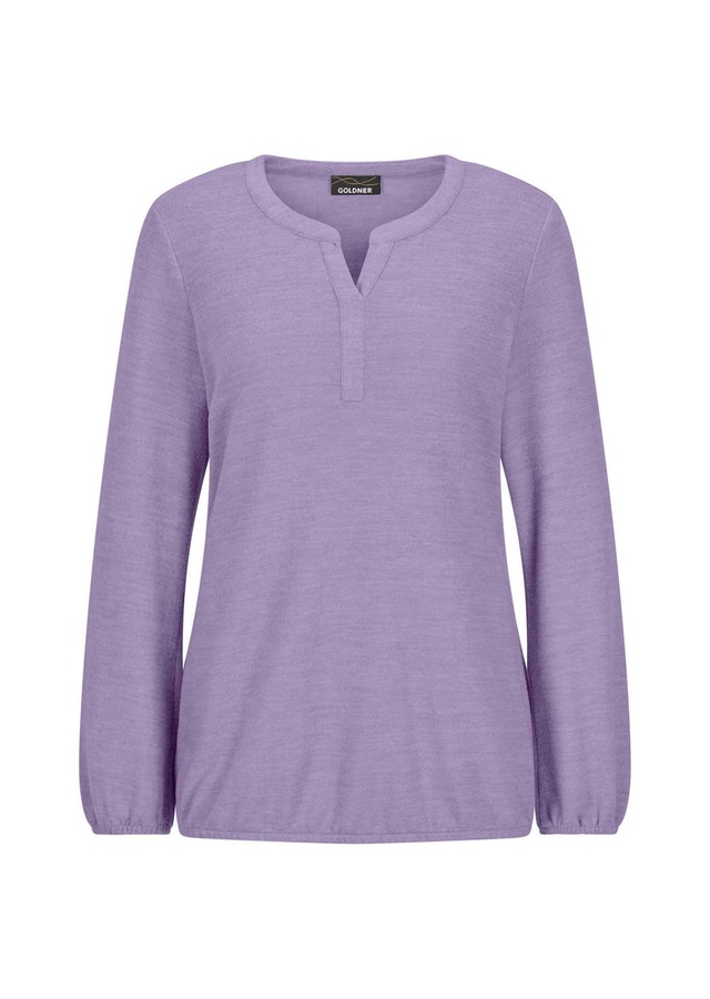 GOLDNER Langarmshirt »Elegante Bluse mit Zierblende, Rundhals« Gummibündchen