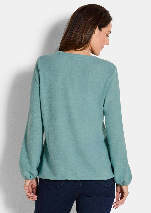 GOLDNER Langarmshirt »Kurzgröße Elegante Bluse mit Zierblende, Rundhals« Gummibündchen