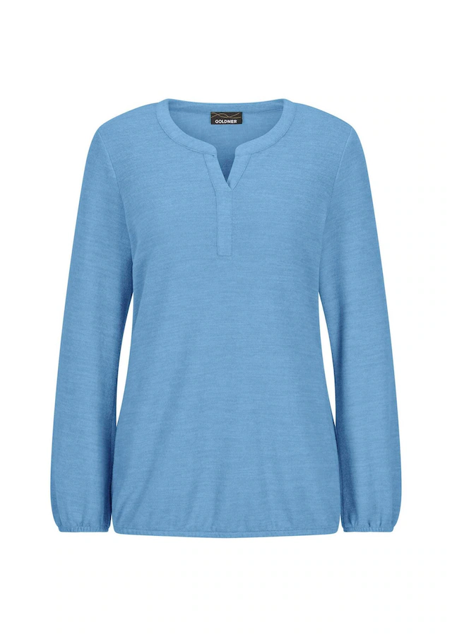 GOLDNER Langarmshirt »Kurzgröße Elegante Bluse mit Zierblende, Rundhals« Gummibündchen