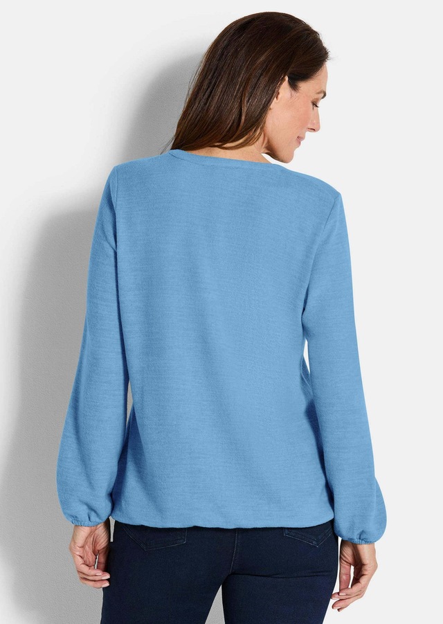 GOLDNER Langarmshirt »Kurzgröße Elegante Bluse mit Zierblende, Rundhals« Gummibündchen