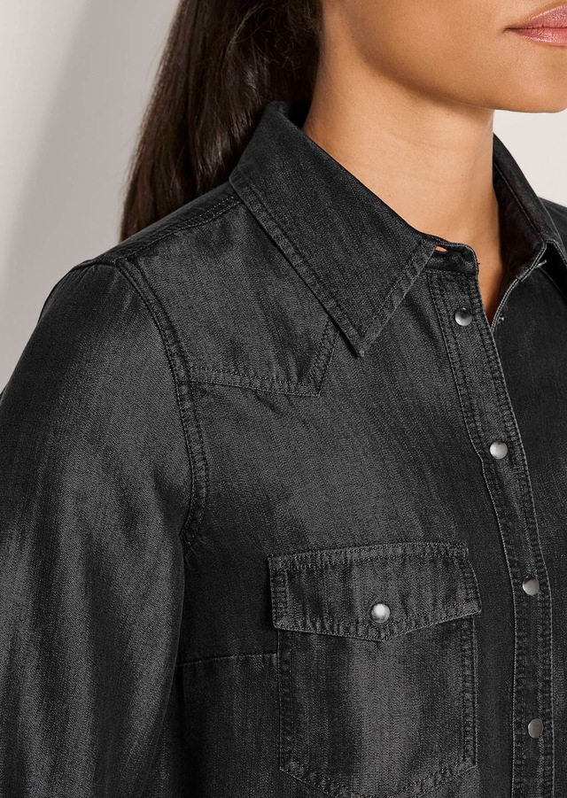 MADELEINE Langarmbluse »Hemdbluse Lässige Denim-Bluse mit Hemdkragen«