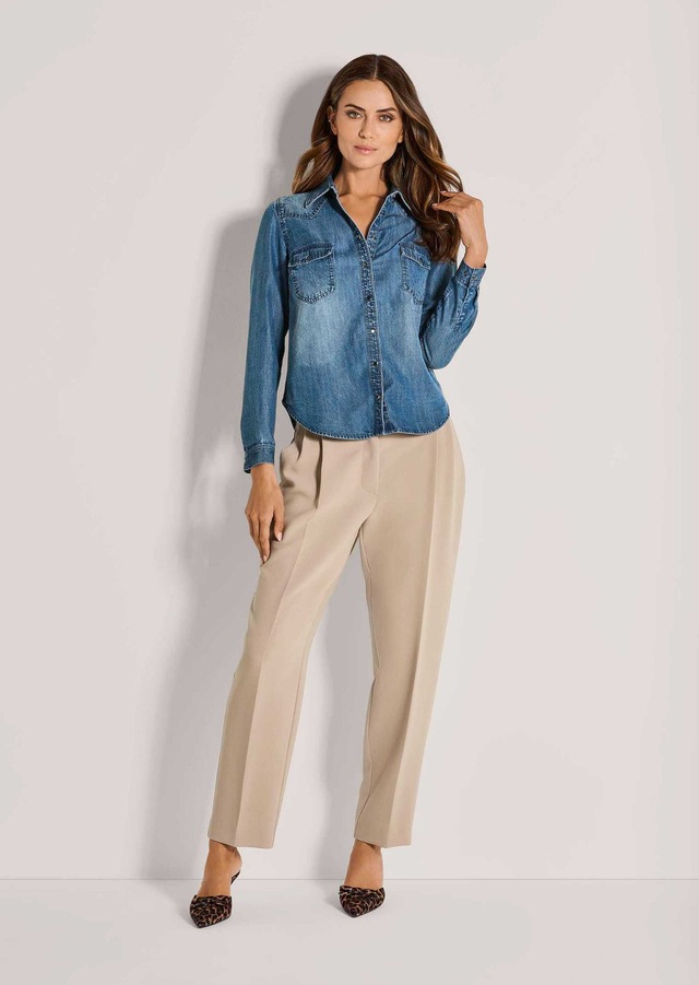 MADELEINE Langarmbluse »Hemdbluse Lässige Denim-Bluse mit Hemdkragen«