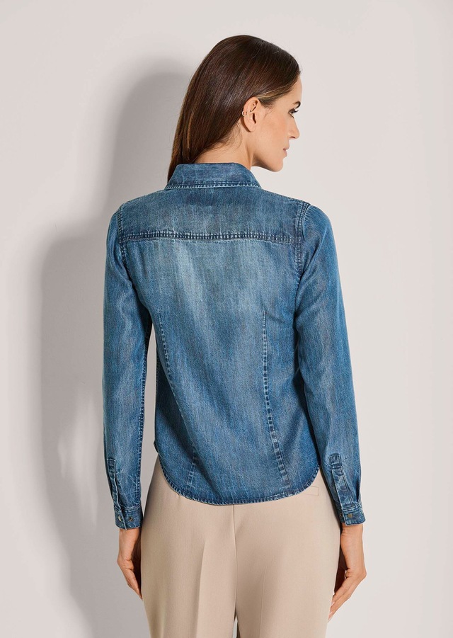 MADELEINE Langarmbluse »Hemdbluse Lässige Denim-Bluse mit Hemdkragen«