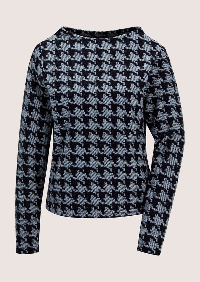 MADELEINE Langarmshirt »Sweatshirt Hahnentritt-Oberteil mit U-Boot-Ausschnitt«