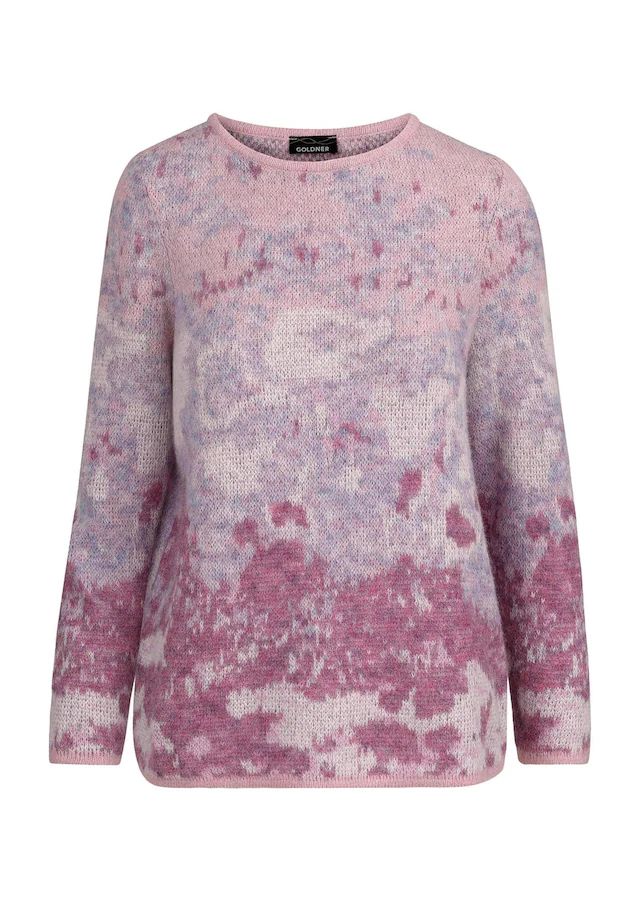 GOLDNER Rundhalspullover »Kurzgröße Langarm Jacquard-Pullover mit Muster« impressionistisches Jacquardmuster