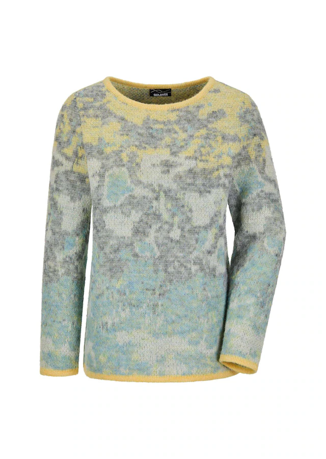 GOLDNER Rundhalspullover »Kurzgröße Langarm Jacquard-Pullover mit Muster« impressionistisches Jacquardmuster