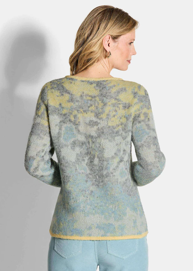 GOLDNER Rundhalspullover »Kurzgröße Langarm Jacquard-Pullover mit Muster« impressionistisches Jacquardmuster