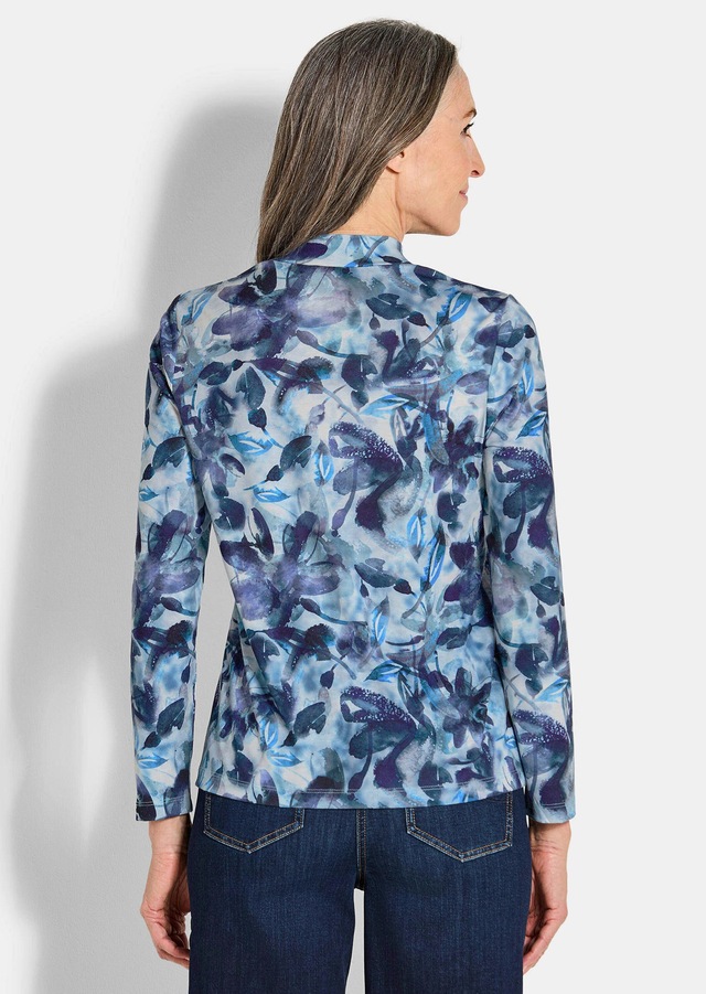 GOLDNER Kurzarmshirt »Kurzgröße Langarm Jersey-Shirt mit Allover-Druck« Stehbundkragen