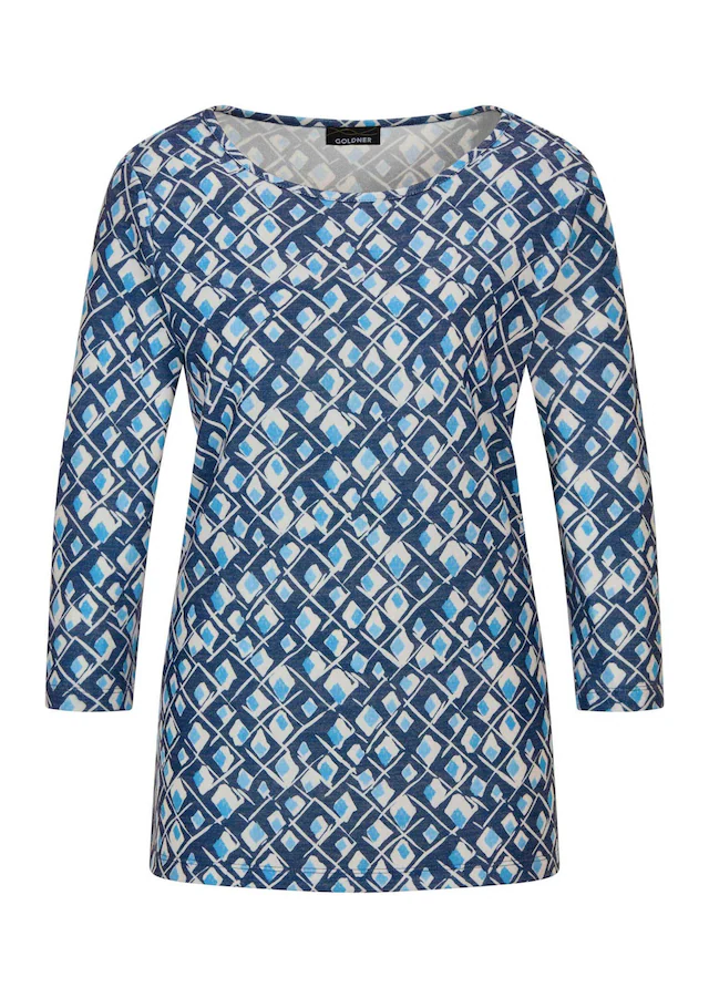 GOLDNER Print-Shirt »Halbarm Viskoseshirt im Allover-Design« U-Boot-Ausschnitt