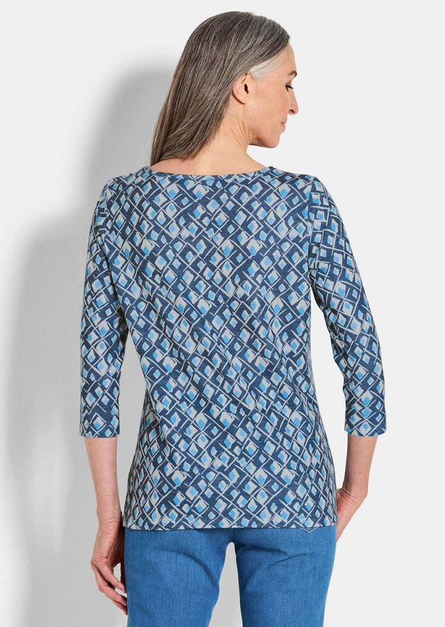 GOLDNER Print-Shirt »Halbarm Viskoseshirt im Allover-Design« U-Boot-Ausschnitt