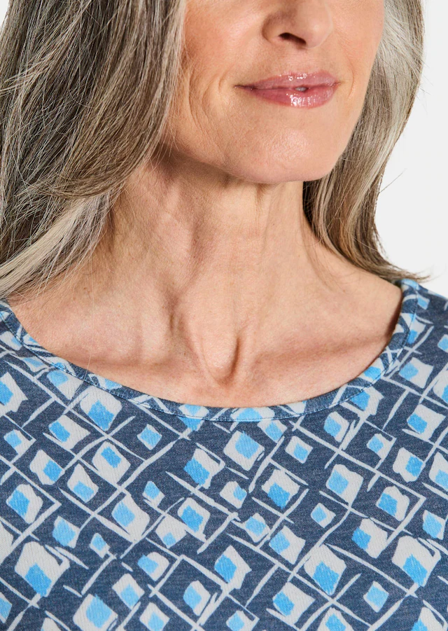 GOLDNER Print-Shirt »Halbarm Viskoseshirt im Allover-Design« U-Boot-Ausschnitt