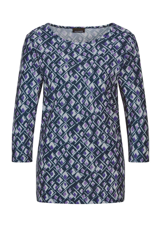 GOLDNER Print-Shirt »Halbarm Viskoseshirt im Allover-Design« U-Boot-Ausschnitt