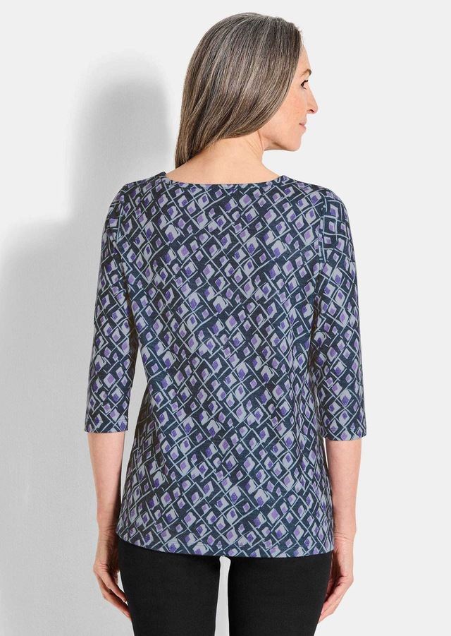 GOLDNER Print-Shirt »Halbarm Viskoseshirt im Allover-Design« U-Boot-Ausschnitt