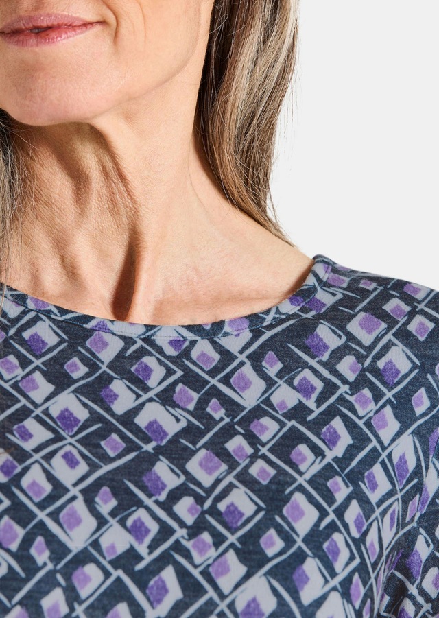 GOLDNER Print-Shirt »Halbarm Viskoseshirt im Allover-Design« U-Boot-Ausschnitt