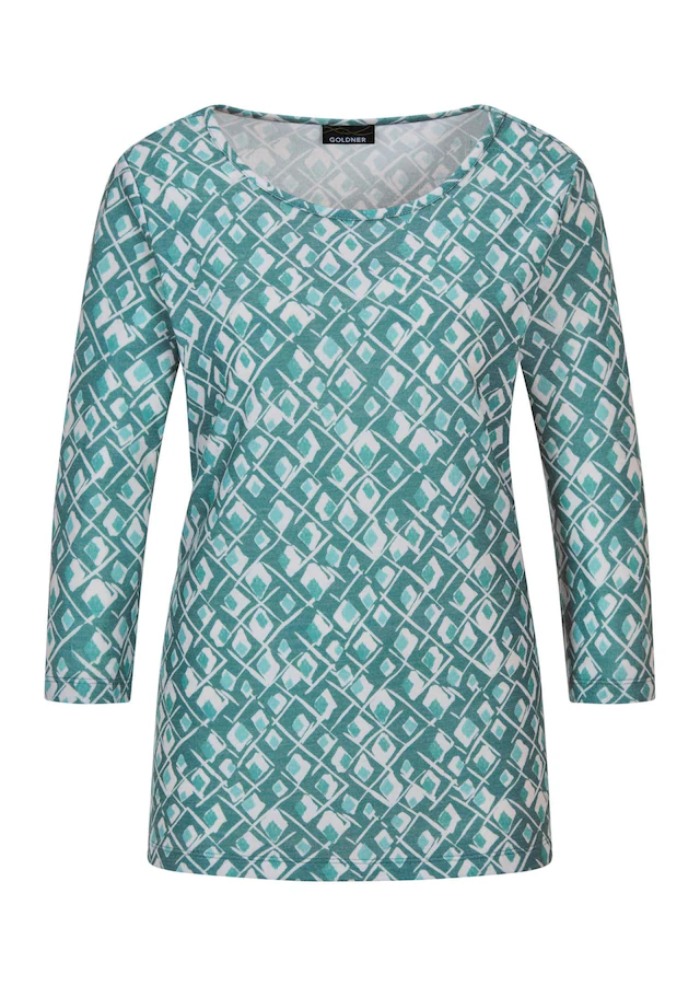 GOLDNER Print-Shirt »Halbarm Viskoseshirt im Allover-Design« U-Boot-Ausschnitt
