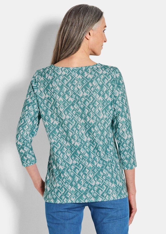 GOLDNER Print-Shirt »Halbarm Viskoseshirt im Allover-Design« U-Boot-Ausschnitt