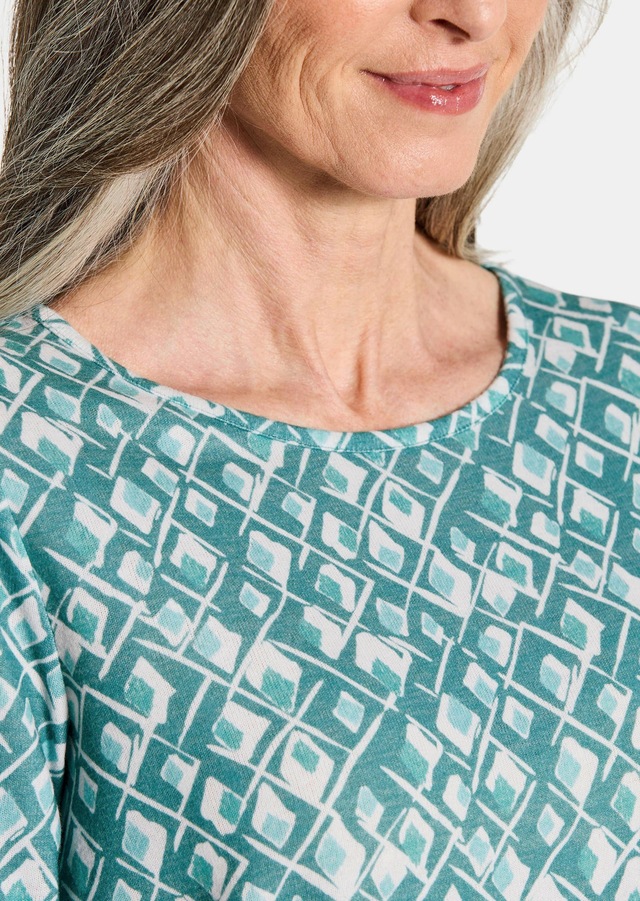 GOLDNER Print-Shirt »Halbarm Viskoseshirt im Allover-Design« U-Boot-Ausschnitt