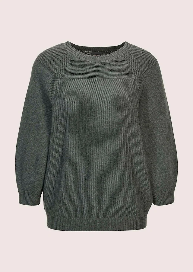 MADELEINE Longpullover »Strickpullover Zeitloser Baumwollpullover mit Perlfang-Muster« weite Ärmel