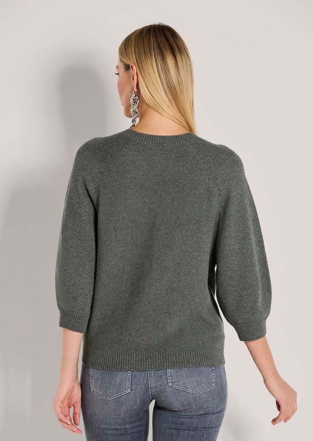 MADELEINE Longpullover »Strickpullover Zeitloser Baumwollpullover mit Perlfang-Muster« weite Ärmel