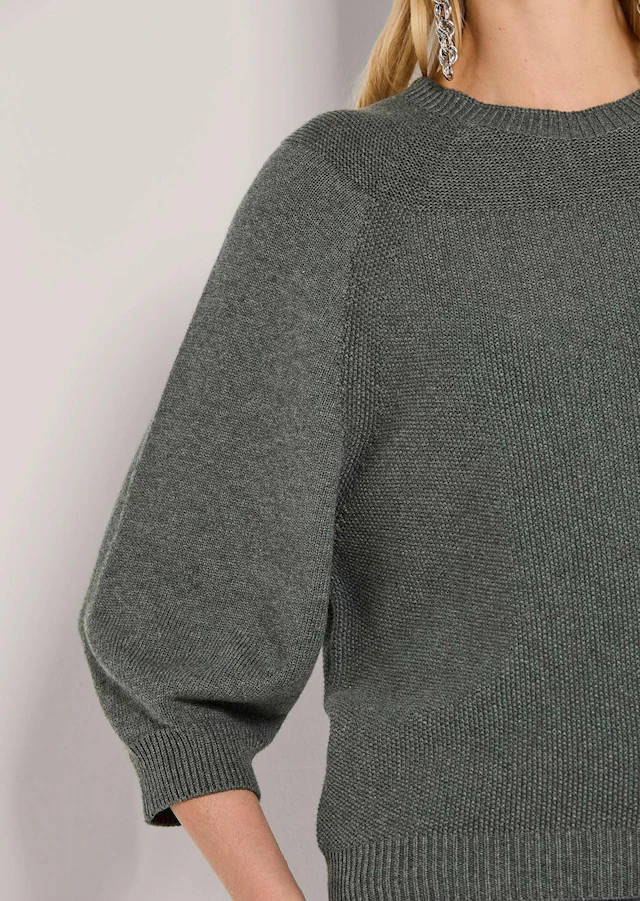 MADELEINE Longpullover »Strickpullover Zeitloser Baumwollpullover mit Perlfang-Muster« weite Ärmel