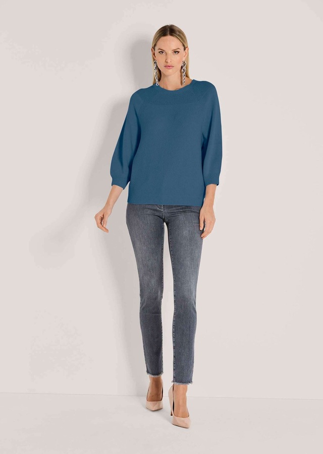 MADELEINE Longpullover »Strickpullover Zeitloser Baumwollpullover mit Perlfang-Muster« weite Ärmel