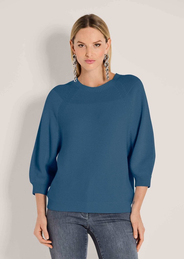 MADELEINE Longpullover »Strickpullover Zeitloser Baumwollpullover mit Perlfang-Muster« weite Ärmel