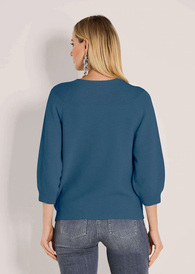 MADELEINE Longpullover »Strickpullover Zeitloser Baumwollpullover mit Perlfang-Muster« weite Ärmel