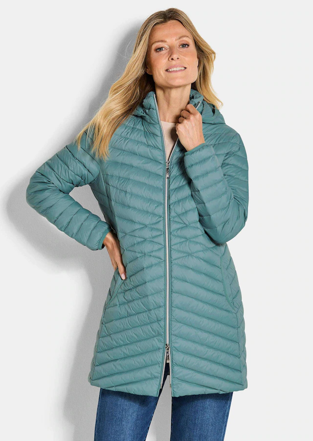 GOLDNER Winterjacke »Gefütterter langer Mantel mit Kapuze« mit femininer Steppung