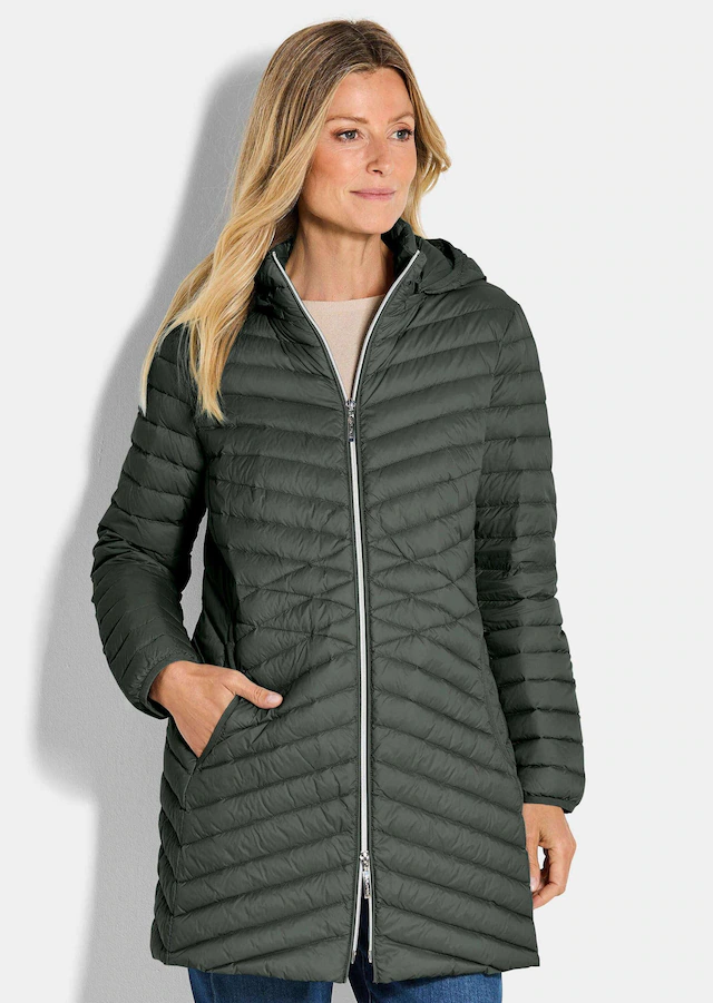 GOLDNER Winterjacke »Gefütterter langer Mantel mit Kapuze« mit femininer Steppung