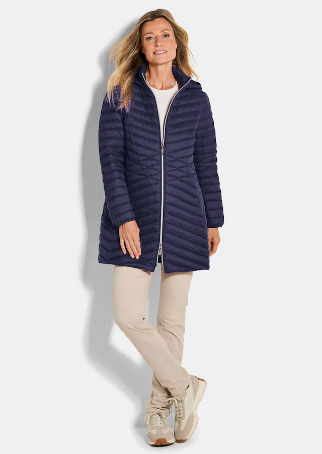 GOLDNER Winterjacke »Gefütterter langer Mantel mit Kapuze« mit femininer Steppung