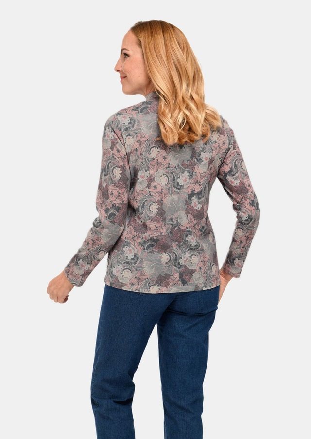 GOLDNER Rundhalspullover »Kurzgröße Floraler Strickpullover mit Stehkragen« hoher Baumwollanteil