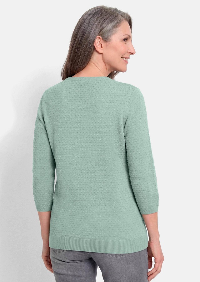 GOLDNER Rundhalspullover »Kurzgröße Halbarm Baumwollpullover mit Struktur« Rundhalsausschnitt
