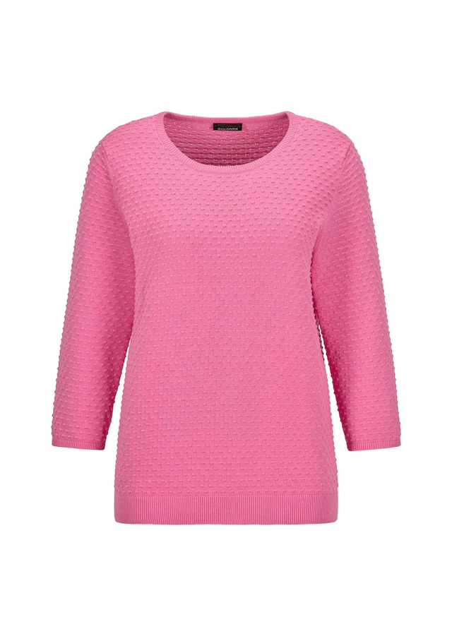 GOLDNER Rundhalspullover »Halbarm Baumwollpullover mit Struktur« Rundhalsausschnitt