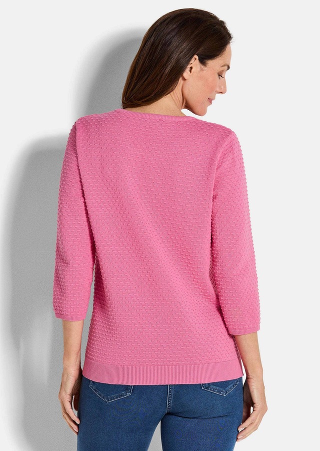 GOLDNER Rundhalspullover »Halbarm Baumwollpullover mit Struktur« Rundhalsausschnitt