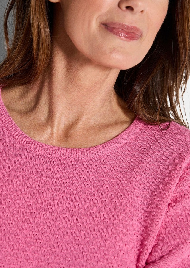 GOLDNER Rundhalspullover »Halbarm Baumwollpullover mit Struktur« Rundhalsausschnitt