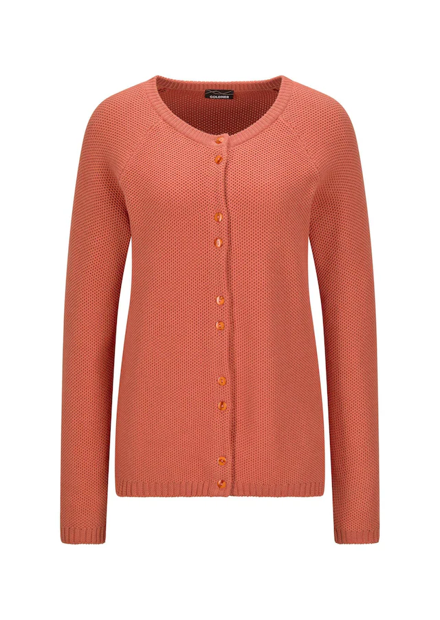 GOLDNER Strickjacke »Cardigan aus Baumwolle, Rundhals« Piqué-Optik