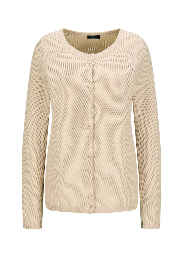 GOLDNER Strickjacke »Cardigan aus Baumwolle, Rundhals« Piqué-Optik