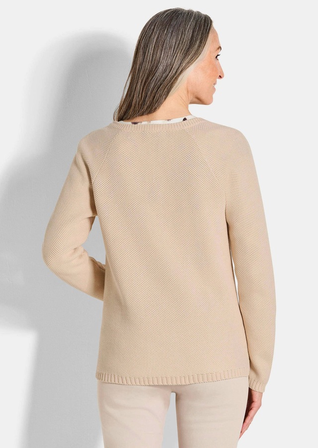 GOLDNER Strickjacke »Cardigan aus Baumwolle, Rundhals« Piqué-Optik