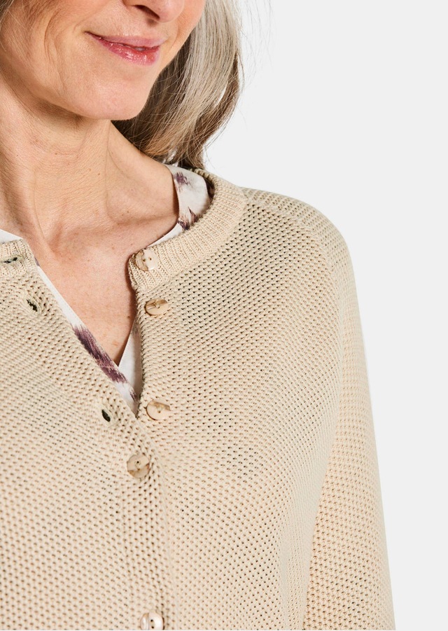GOLDNER Strickjacke »Cardigan aus Baumwolle, Rundhals« Piqué-Optik