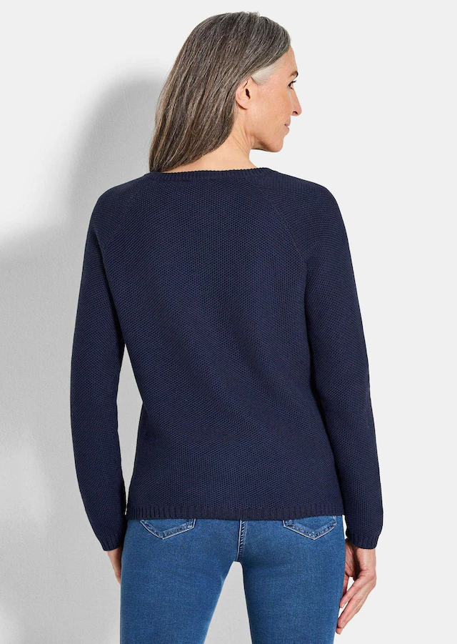 GOLDNER Strickjacke »Cardigan aus Baumwolle, Rundhals« Piqué-Optik