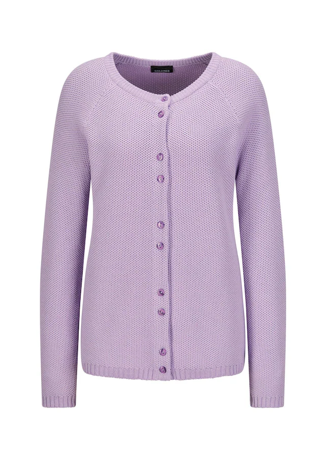GOLDNER Strickjacke »Cardigan aus Baumwolle, Rundhals« Piqué-Optik